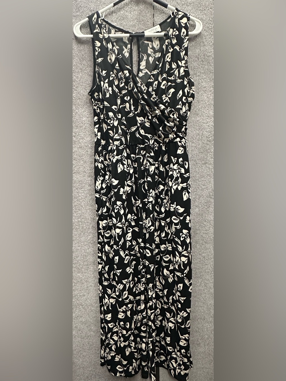 Kaileigh Black and White Floral Sleeveless Jumpsuit